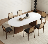 Gharaana Dining Set Lok Marble-Top Wooden Dining Table Set